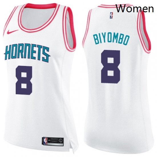 Womens Nike Charlotte Hornets 8 Bismack Biyombo Swingman White Pink Fashion NBA Jersey Womens Nike Charlotte Hornets 8 Bismack Biyombo Swingman White Pink Fashion NBA Jersey