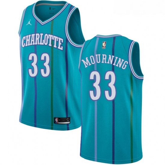 Womens Nike Jordan Charlotte Hornets 33 Alonzo Mourning Authentic Aqua Hardwood Classics NBA Jersey Womens Nike Jordan Charlotte Hornets 33 Alonzo Mourning Authentic Aqua Hardwood Classics NBA Jersey