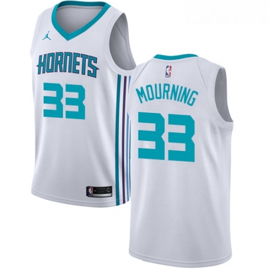 Womens Nike Jordan Charlotte Hornets 33 Alonzo Mourning Authentic White NBA Jersey Association Edition Womens Nike Jordan Charlotte Hornets 33 Alonzo Mourning Authentic White NBA Jersey Association Edition