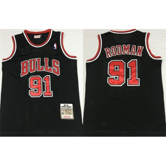 Bulls 91 Dennis Rodman Black 1997 98 Hardwood Classics Mesh Jersey Bulls 91 Dennis Rodman Black 1997 98 Hardwood Classics Mesh Jersey