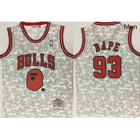 Bulls 93 Bape Gray 1997 98 Hardwood Classics Jersey Bulls 93 Bape Gray 1997 98 Hardwood Classics Jersey