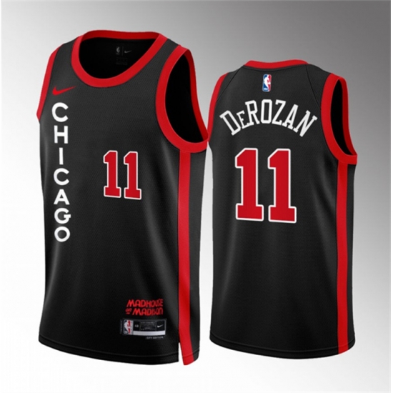 Men Chicago Bulls 11 Demar Derozan Black 2023 24 City Edition Stitched Basketball Jersey Men Chicago Bulls 11 Demar Derozan Black 2023 24 City Edition Stitched Basketball Jersey