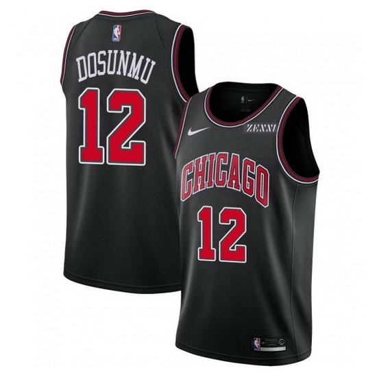 Men Chicago Bulls 12 Ayo Dosunmu Black Stitched Basketball Jersey Men Chicago Bulls 12 Ayo Dosunmu Black Stitched Basketball Jersey