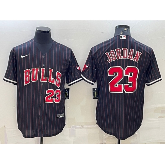 Men Chicago Bulls 23 Michael Jordan Black Cool Base Stitched Baseball Jersey Men Chicago Bulls 23 Michael Jordan Black Cool Base Stitched Baseball Jersey