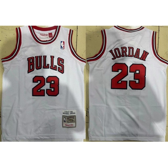 Men Chicago Bulls 23 Michael Jordan White 1997 98 Stitched JerseyA Men Chicago Bulls 23 Michael Jordan White 1997 98 Stitched JerseyA