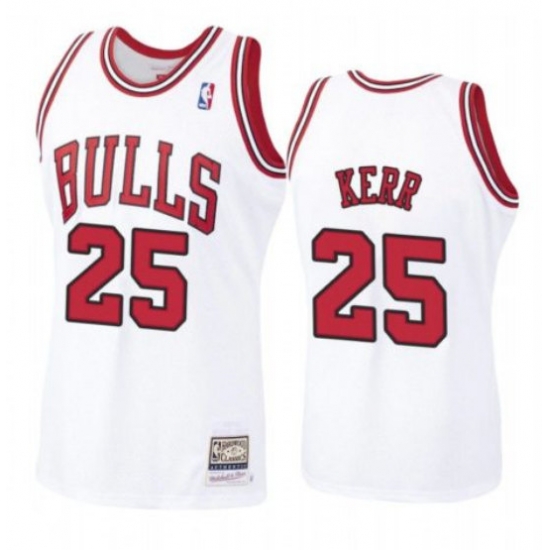 Men Chicago Bulls 25 Steve Kerr White Throwback Stitched Jerse Men Chicago Bulls 25 Steve Kerr White Throwback Stitched Jerse