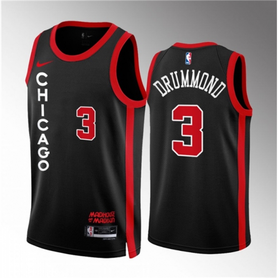 Men Chicago Bulls 3 Andre Drummond Black 2023 24 City Edition Stitched Basketball Jersey Men Chicago Bulls 3 Andre Drummond Black 2023 24 City Edition Stitched Basketball Jersey