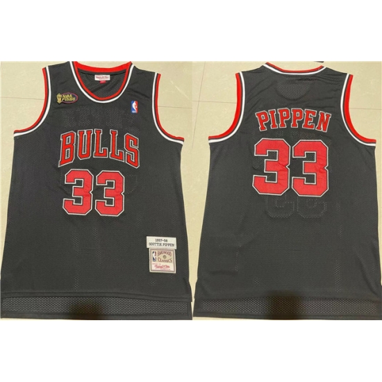 Men Chicago Bulls 33 Scottie Pippen 1997 98 Black Throwback Stitched Jersey Men Chicago Bulls 33 Scottie Pippen 1997 98 Black Throwback Stitched Jersey