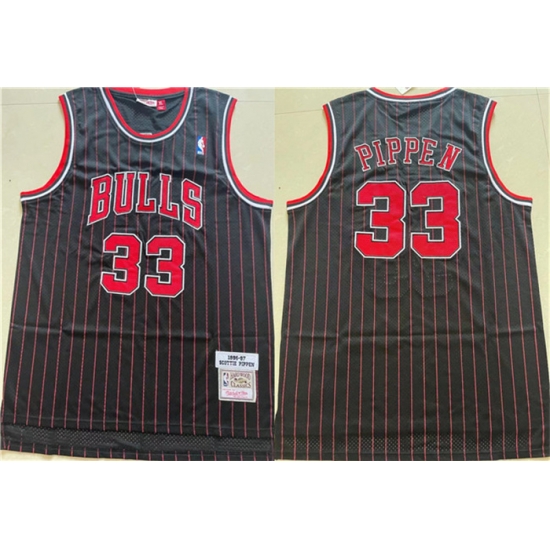 Men Chicago Bulls 33 Scottie Pippen Black 1996 97 Throwback Stitched Jersey Men Chicago Bulls 33 Scottie Pippen Black 1996 97 Throwback Stitched Jersey