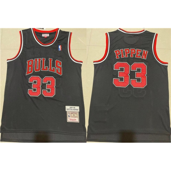 Men Chicago Bulls 33 Scottie Pippen Black 1997 98 Throwback Stitched Jersey Men Chicago Bulls 33 Scottie Pippen Black 1997 98 Throwback Stitched Jersey