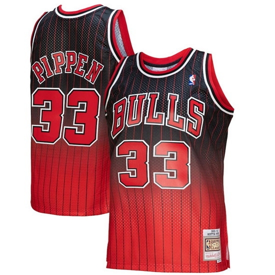 Men Chicago Bulls 33 Scottie Pippen Red Balck Mitchell Ness Throwback Stitched Jersey Men Chicago Bulls 33 Scottie Pippen Red Balck Mitchell Ness Throwback Stitched Jersey