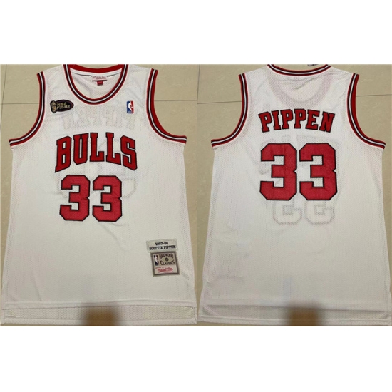 Men Chicago Bulls 33 Scottie Pippen White 1997 98 Throwback Stitched Jersey Men Chicago Bulls 33 Scottie Pippen White 1997 98 Throwback Stitched Jersey