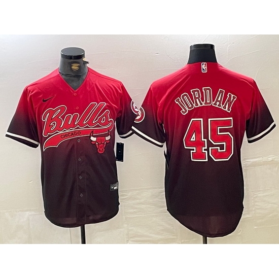 Men Chicago Bulls 45 Michael Jordan Red Black With Patch Cool Base Stitched Baseball jerseys Men Chicago Bulls 45 Michael Jordan Red Black With Patch Cool Base Stitched Baseball jerseys