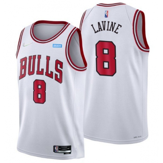 Men Chicago Bulls 8 Zach LaVine 75th Anniversary White Swingman Stitched Basketball Jersey Men Chicago Bulls 8 Zach LaVine 75th Anniversary White Swingman Stitched Basketball Jersey