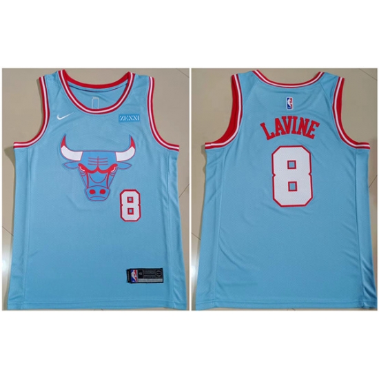 Men Chicago Bulls 8 Zach LaVine Light Blue Stitched Basketball Jersey Men Chicago Bulls 8 Zach LaVine Light Blue Stitched Basketball Jersey