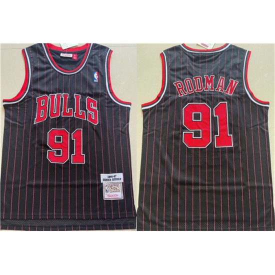 Men Chicago Bulls 91 Dennis Rodman Black 1996 97 Throwback Stitched Jersey Men Chicago Bulls 91 Dennis Rodman Black 1996 97 Throwback Stitched Jersey