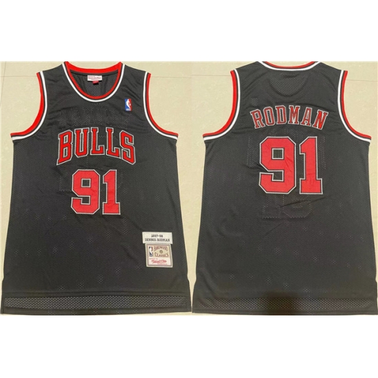 Men Chicago Bulls 91 Dennis Rodman Black 1997 98 Throwback Stitched Jersey Men Chicago Bulls 91 Dennis Rodman Black 1997 98 Throwback Stitched Jersey