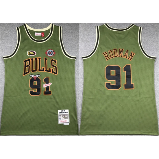Men Chicago Bulls 91 Dennis Rodman Green 1997 98 Throwback Stitched Basketball Jersey Men Chicago Bulls 91 Dennis Rodman Green 1997 98 Throwback Stitched Basketball Jersey