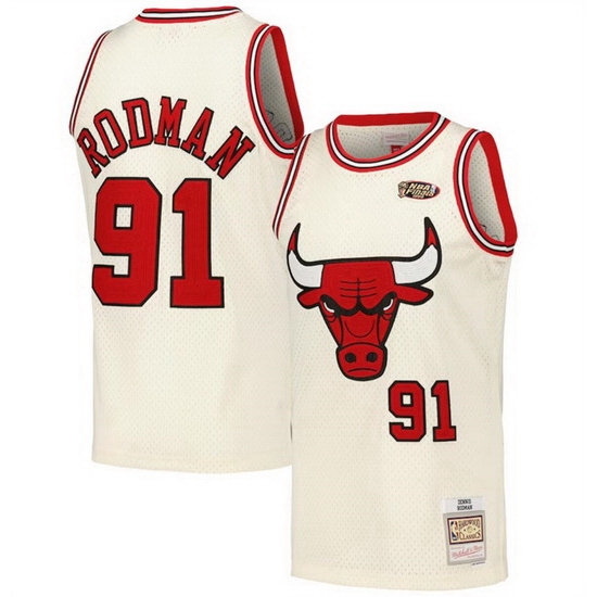 Men Chicago Bulls 91 Dennis Rodman White Stitched Basketball Jersey Men Chicago Bulls 91 Dennis Rodman White Stitched Basketball Jersey