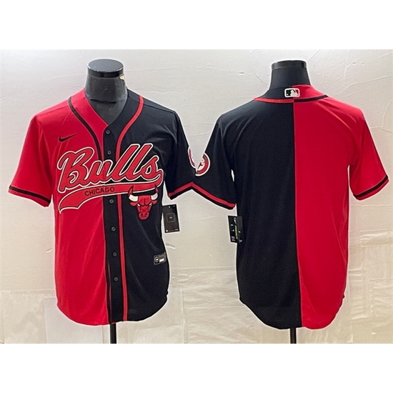 Men Chicago Bulls Blank Red Black Split Cool Base Stitched Baseball Jersey Men Chicago Bulls Blank Red Black Split Cool Base Stitched Baseball Jersey