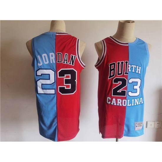 Men Chicago Bulls North Carolina 23 Michael Jordan White Blue Split Throwback Stitched Jersey Men Chicago Bulls North Carolina 23 Michael Jordan White Blue Split Throwback Stitched Jersey