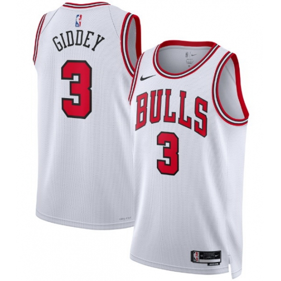 Men Nike Chicago Bulls Josh Giddey #3 Stitched Basketball Swingman Jersey White Men Nike Chicago Bulls Josh Giddey #3 Stitched Basketball Swingman Jersey White