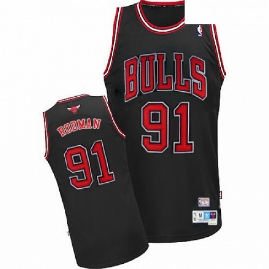 Mens Adidas Chicago Bulls 91 Dennis Rodman Authentic Black Throwback NBA Jersey Mens Adidas Chicago Bulls 91 Dennis Rodman Authentic Black Throwback NBA Jersey