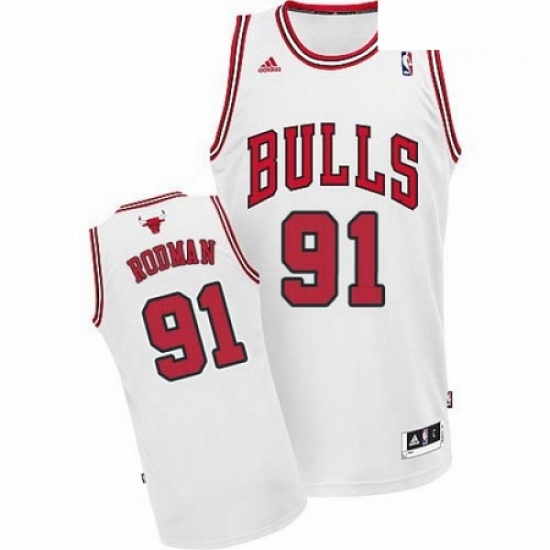 Mens Adidas Chicago Bulls 91 Dennis Rodman Swingman White Home NBA Jersey Mens Adidas Chicago Bulls 91 Dennis Rodman Swingman White Home NBA Jersey