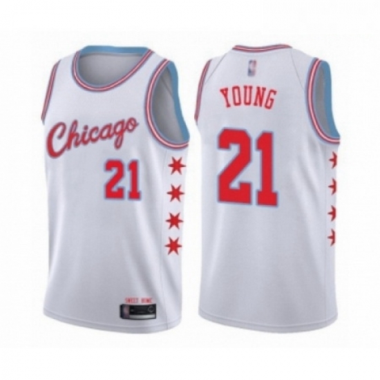 Mens Chicago Bulls 21 Thaddeus Young Authentic White Basketball Jersey City Edition Mens Chicago Bulls 21 Thaddeus Young Authentic White Basketball Jersey City Edition