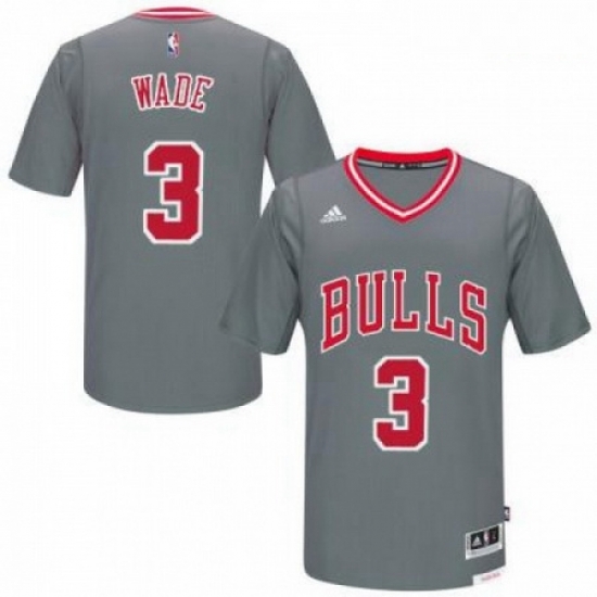 Mens Chicago Bulls 3 Dwyane Wade adidas Gray Pride Swingman Sleeved Jersey Mens Chicago Bulls 3 Dwyane Wade adidas Gray Pride Swingman Sleeved Jersey