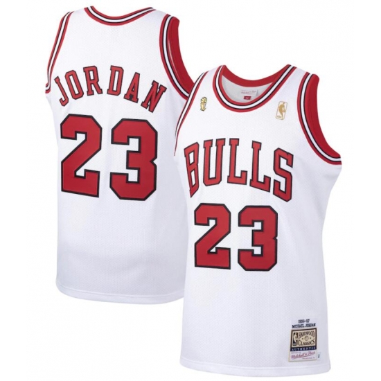 Men's Mitchell & Ness Michael Jordan White Chicago Bulls 1996-97 Hardwood Classics Authentic Player Jersey Men's Mitchell & Ness Michael Jordan White Chicago Bulls 1996-97 Hardwood Classics Authentic Player Jersey