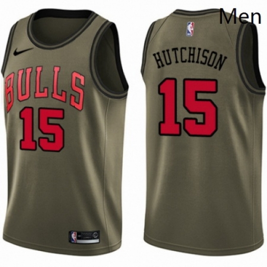 Mens Nike Chicago Bulls 15 Chandler Hutchison Swingman Green Salute to Service NBA Jersey Mens Nike Chicago Bulls 15 Chandler Hutchison Swingman Green Salute to Service NBA Jersey