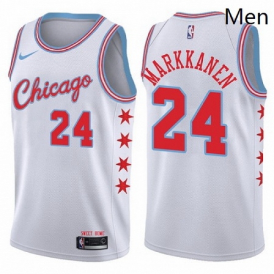 Mens Nike Chicago Bulls 24 Lauri Markkanen Swingman White NBA Jersey City Edition Mens Nike Chicago Bulls 24 Lauri Markkanen Swingman White NBA Jersey City Edition