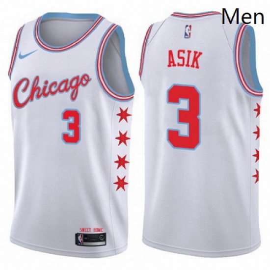 Mens Nike Chicago Bulls 3 Omer Asik Authentic White NBA Jersey City Edition Mens Nike Chicago Bulls 3 Omer Asik Authentic White NBA Jersey City Edition