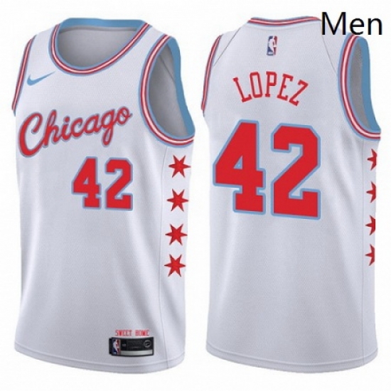 Mens Nike Chicago Bulls 42 Robin Lopez Swingman White NBA Jersey City Edition Mens Nike Chicago Bulls 42 Robin Lopez Swingman White NBA Jersey City Edition