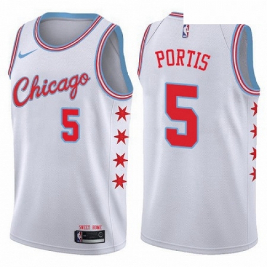 Mens Nike Chicago Bulls 5 Bobby Portis Authentic White NBA Jersey City Edition Mens Nike Chicago Bulls 5 Bobby Portis Authentic White NBA Jersey City Edition