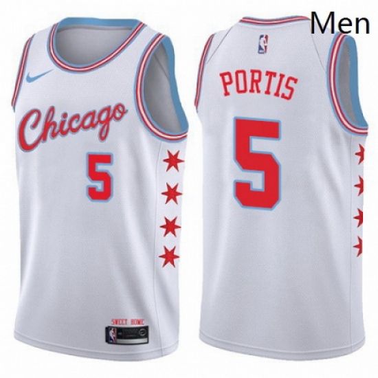 Mens Nike Chicago Bulls 5 Bobby Portis Swingman White NBA Jersey City Edition Mens Nike Chicago Bulls 5 Bobby Portis Swingman White NBA Jersey City Edition