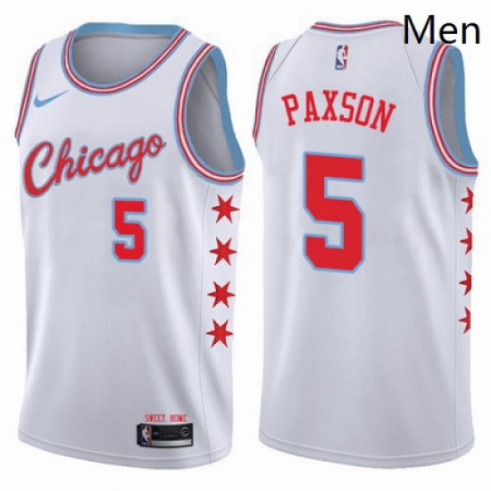 Mens Nike Chicago Bulls 5 John Paxson Swingman White NBA Jersey City Edition Mens Nike Chicago Bulls 5 John Paxson Swingman White NBA Jersey City Edition