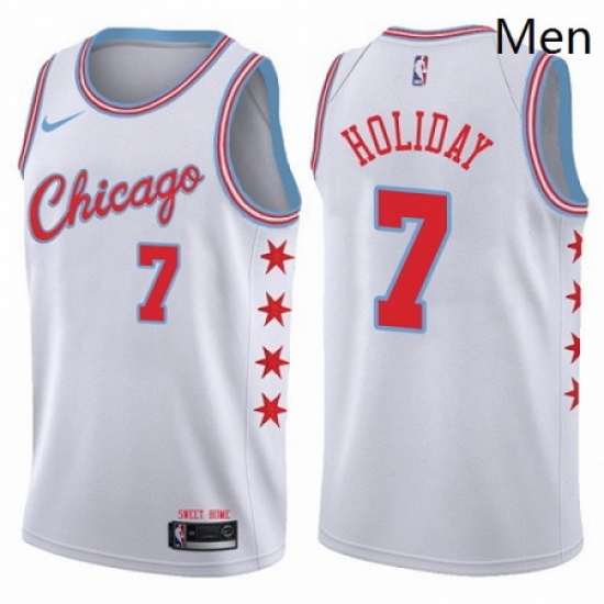Mens Nike Chicago Bulls 7 Justin Holiday Authentic White NBA Jersey City Edition Mens Nike Chicago Bulls 7 Justin Holiday Authentic White NBA Jersey City Edition