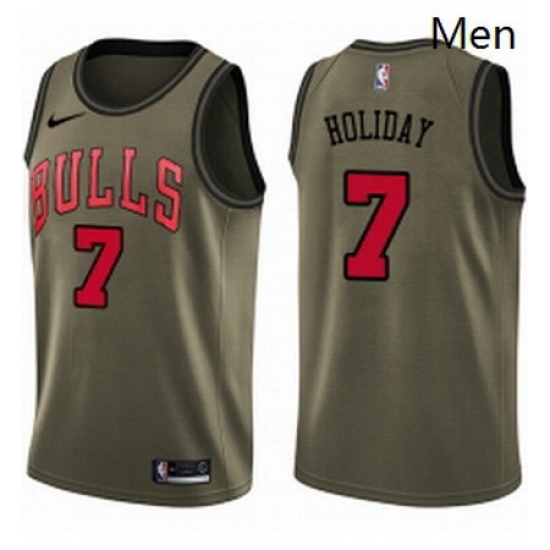 Mens Nike Chicago Bulls 7 Justin Holiday Swingman Green Salute to Service NBA Jersey Mens Nike Chicago Bulls 7 Justin Holiday Swingman Green Salute to Service NBA Jersey