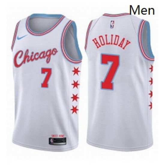 Mens Nike Chicago Bulls 7 Justin Holiday Swingman White NBA Jersey City Edition Mens Nike Chicago Bulls 7 Justin Holiday Swingman White NBA Jersey City Edition