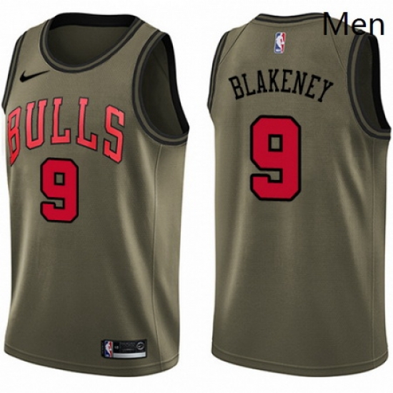 Mens Nike Chicago Bulls 9 Antonio Blakeney Swingman Green Salute to Service NBA Jersey Mens Nike Chicago Bulls 9 Antonio Blakeney Swingman Green Salute to Service NBA Jersey