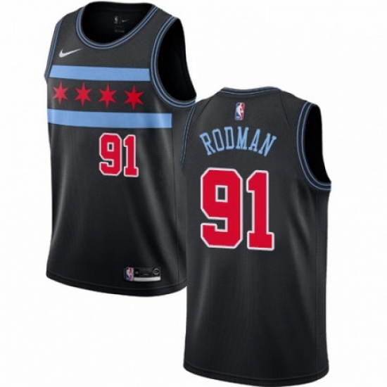 Mens Nike Chicago Bulls 91 Dennis Rodman Swingman Black NBA Jersey City Edition Mens Nike Chicago Bulls 91 Dennis Rodman Swingman Black NBA Jersey City Edition