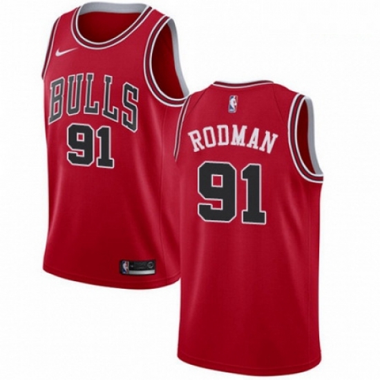 Mens Nike Chicago Bulls 91 Dennis Rodman Swingman Red Road NBA Jersey Icon Edition Mens Nike Chicago Bulls 91 Dennis Rodman Swingman Red Road NBA Jersey Icon Edition