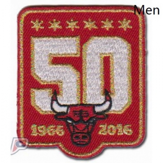 Stitched Chicago Bulls 50th Anniversary Season Logo Red Jersey Patch Stitched Chicago Bulls 50th Anniversary Season Logo Red Jersey Patch