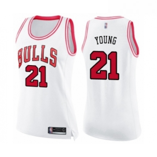 Womens Chicago Bulls 21 Thaddeus Young Swingman White Pink Fashion Basketball Jersey Womens Chicago Bulls 21 Thaddeus Young Swingman White Pink Fashion Basketball Jersey