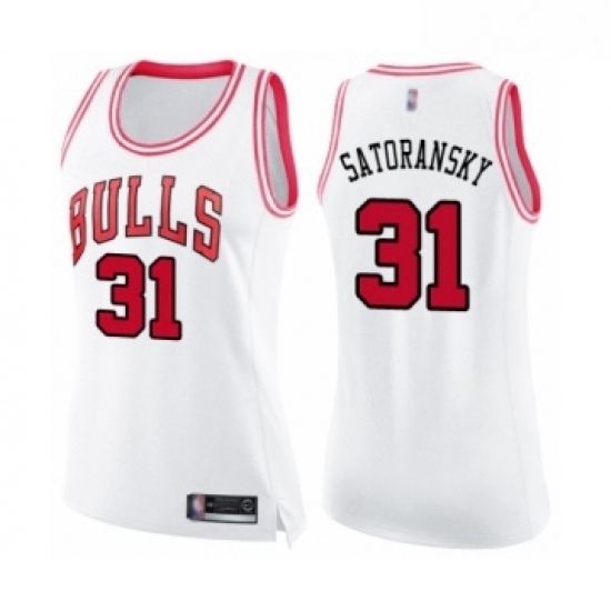 Womens Chicago Bulls 31 Tomas Satoransky Swingman White Pink Fashion Basketball Jerse Womens Chicago Bulls 31 Tomas Satoransky Swingman White Pink Fashion Basketball Jerse