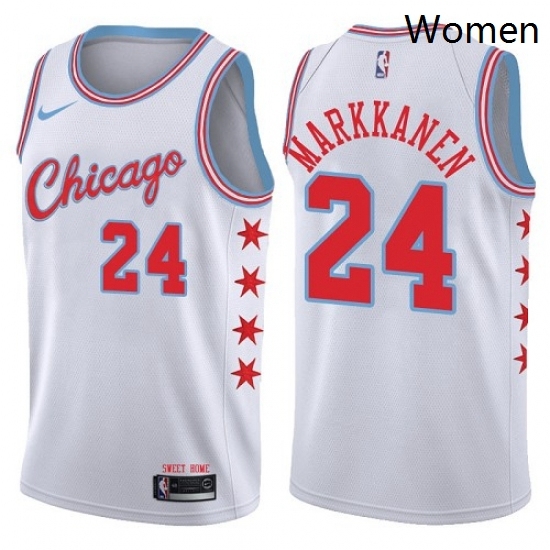 Womens Nike Chicago Bulls 24 Lauri Markkanen Swingman White NBA Jersey City Edition Womens Nike Chicago Bulls 24 Lauri Markkanen Swingman White NBA Jersey City Edition