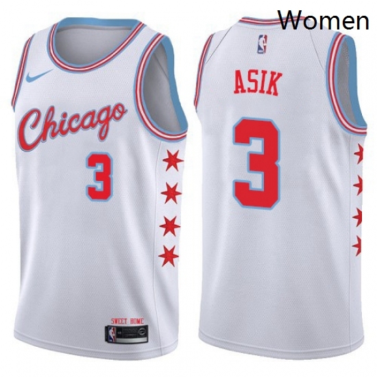 Womens Nike Chicago Bulls 3 Omer Asik Swingman White NBA Jersey City Edition Womens Nike Chicago Bulls 3 Omer Asik Swingman White NBA Jersey City Edition