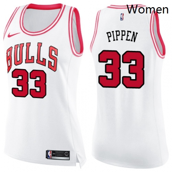 Womens Nike Chicago Bulls 33 Scottie Pippen Swingman WhitePink Fashion NBA Jersey Womens Nike Chicago Bulls 33 Scottie Pippen Swingman WhitePink Fashion NBA Jersey